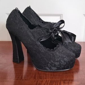 Demonia Black Lace Heels